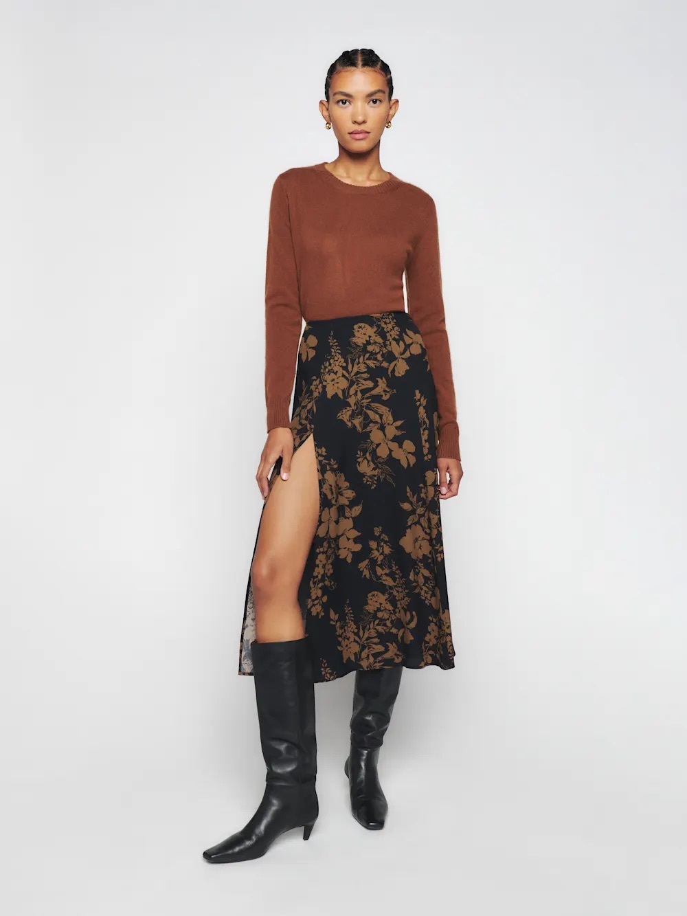 Reformation Zoe side slit midi Skirt NWT
